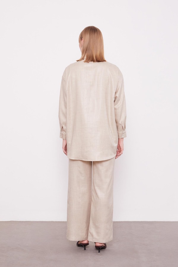 LevidorTaş Nakış Gül Detaylı Tunik Takım