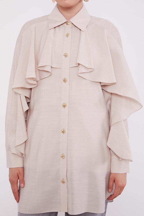 LevidorTaş Volan Detay Düğmeli Gömlek