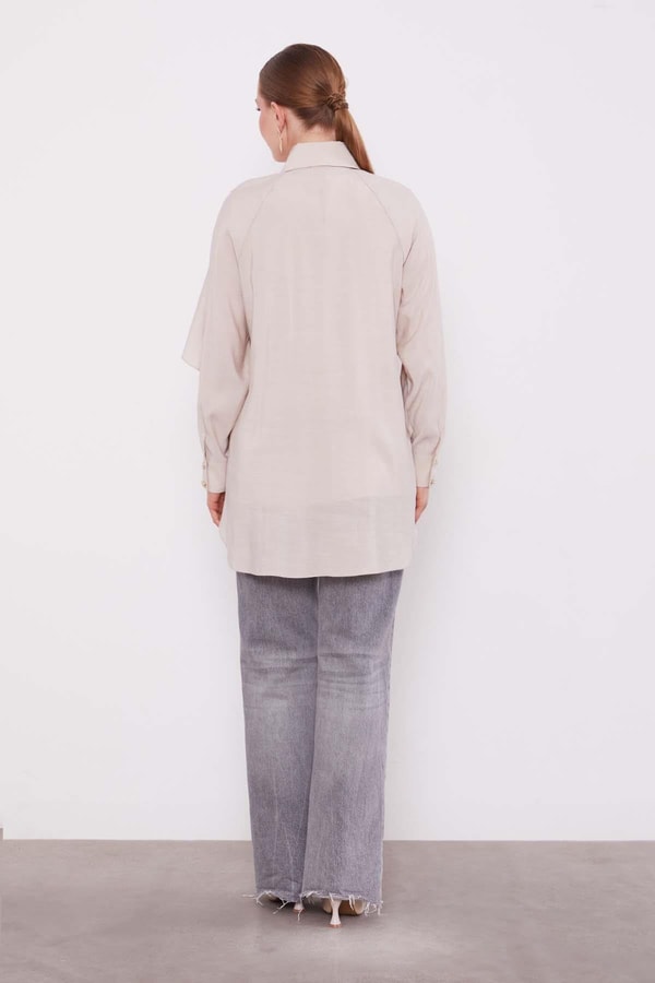 LevidorTaş Volan Detay Düğmeli Gömlek