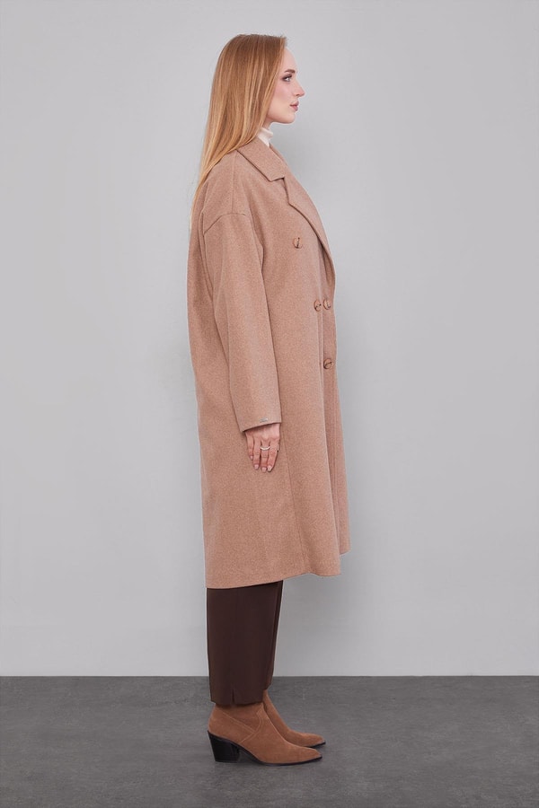 LevidorToprak Oversize Astarsız Kaşe Kaban