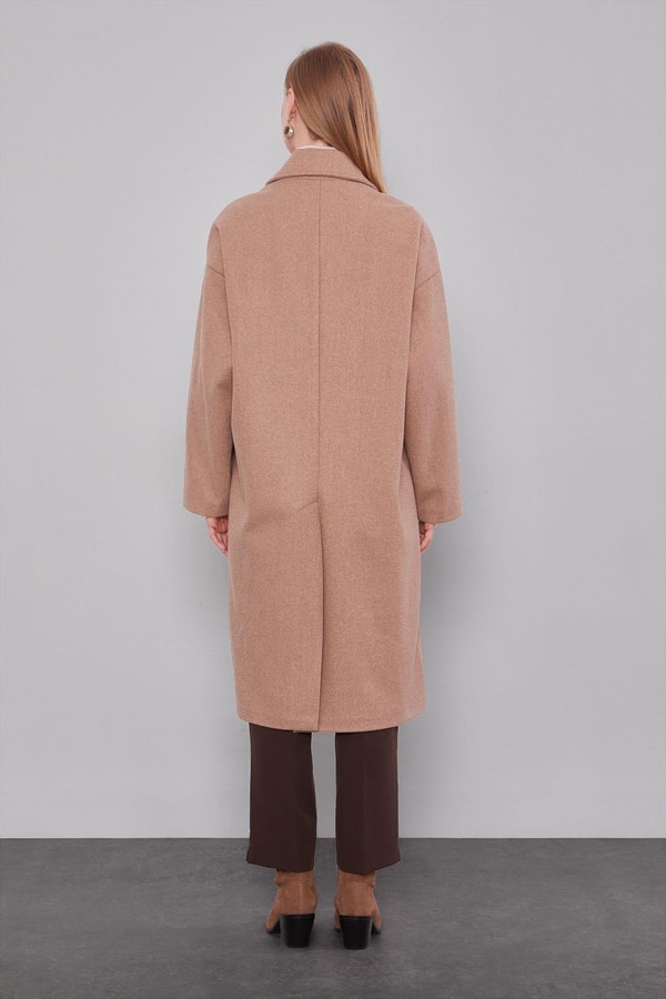 LevidorToprak Oversize Astarsız Kaşe Kaban