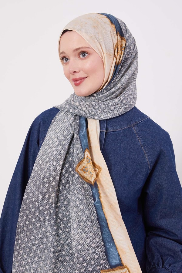 LevidorTurkuaz Benek Desen Pamuk Şal