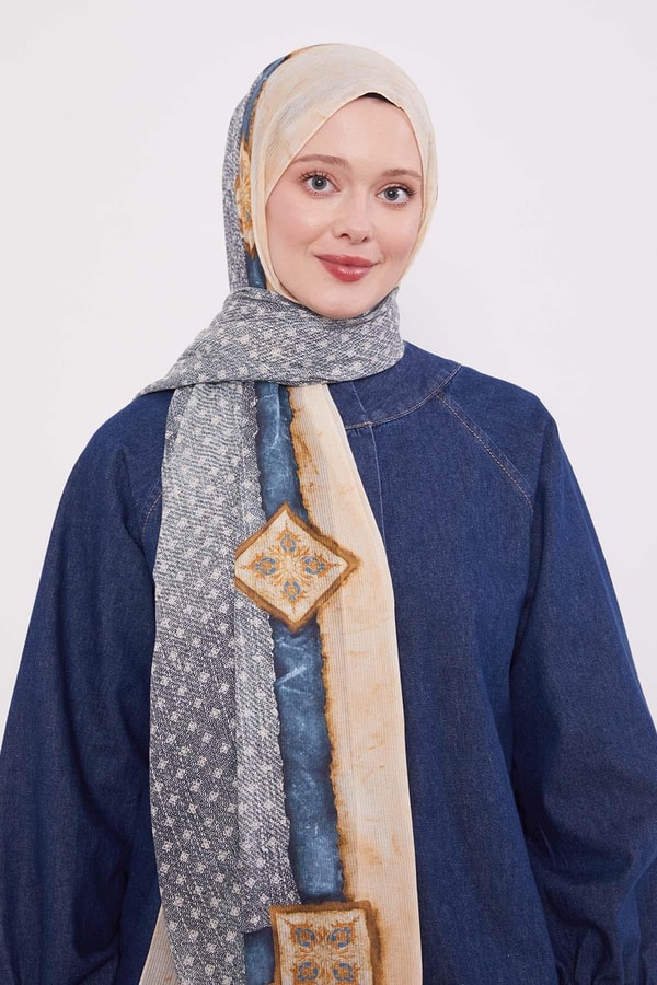 LevidorTurkuaz Benek Desen Pamuk Şal