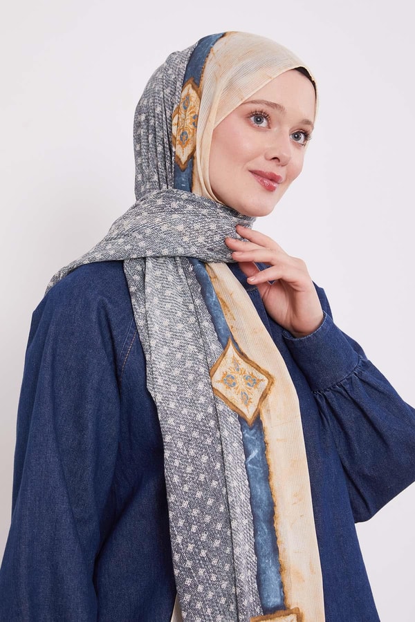 LevidorTurkuaz Benek Desen Pamuk Şal