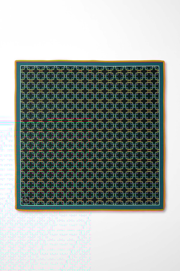 LevidorTurkuaz Eliptik Desen Twill İpek Eşarp