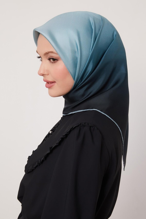 LevidorTurkuaz Geçişli Twill İpek Eşarp
