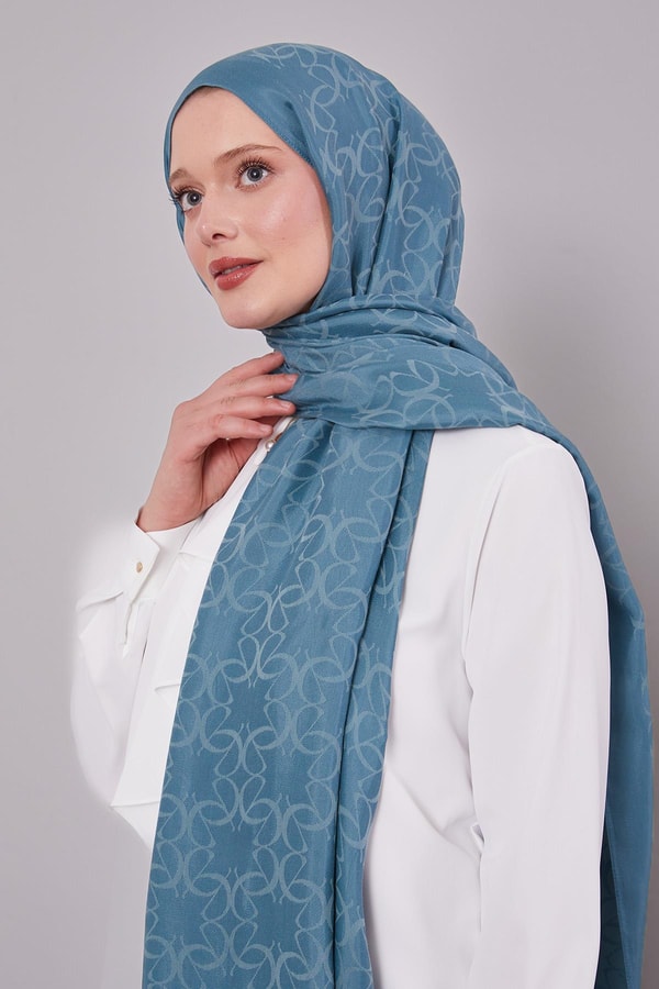 LevidorTurkuaz Geometrik Desen Grazia Şal