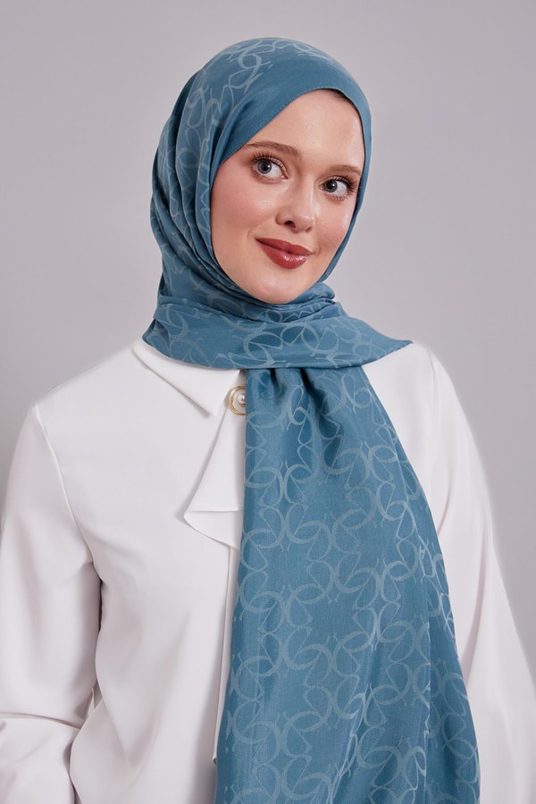 LevidorTurkuaz Geometrik Desen Grazia Şal