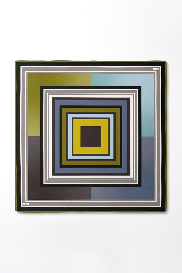 LevidorTurkuaz Kare Desen Twill İpek Eşarp