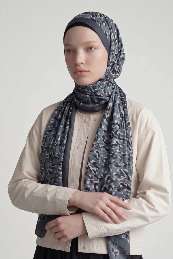 LevidorTurkuaz Leopar Dokulu Sport Şal