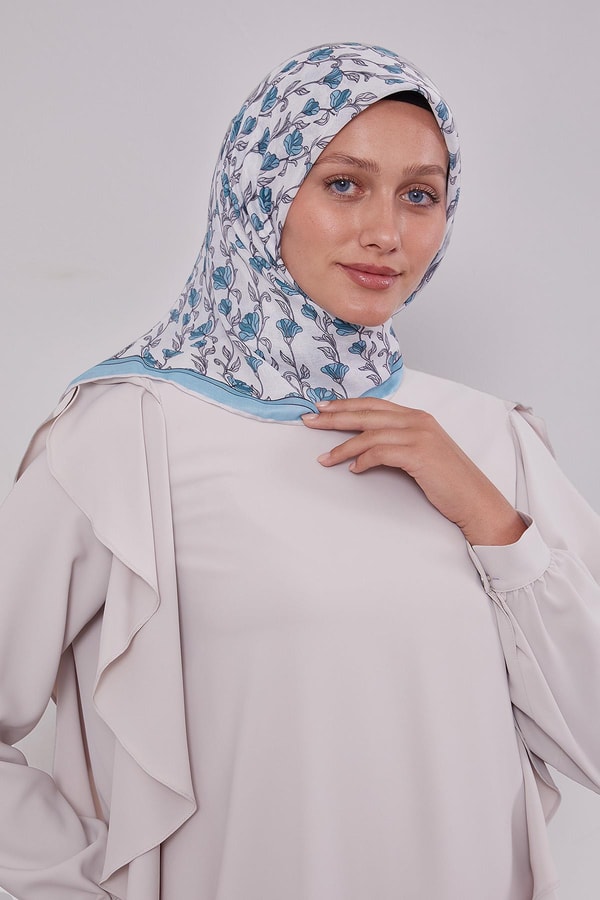 LevidorTurkuaz Sarmaşık Desen Soft Eşarp