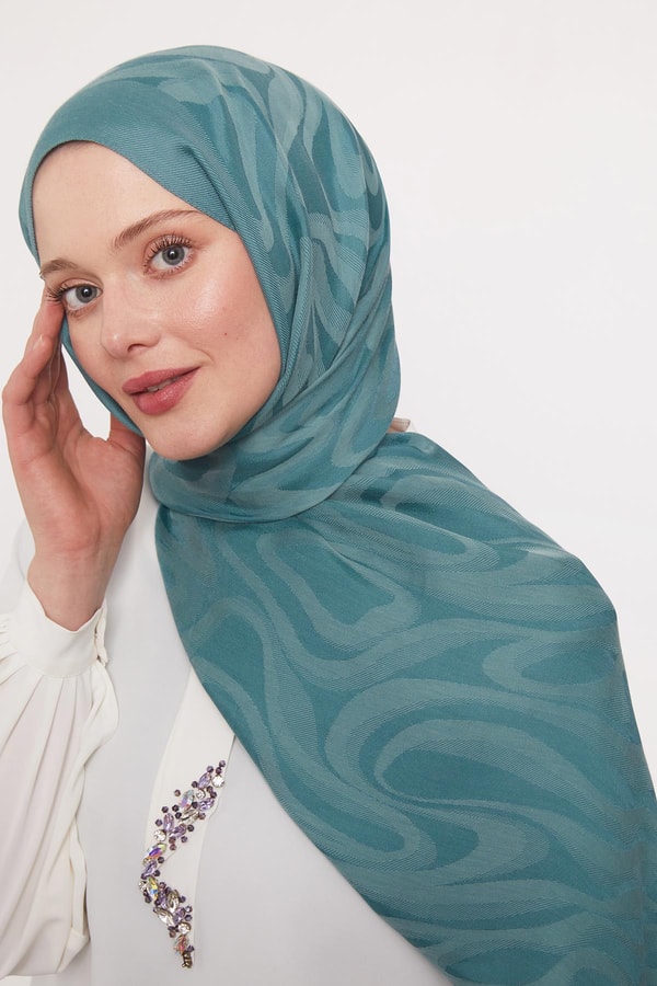 LevidorTurkuaz Soyut Desen Grazia Şal