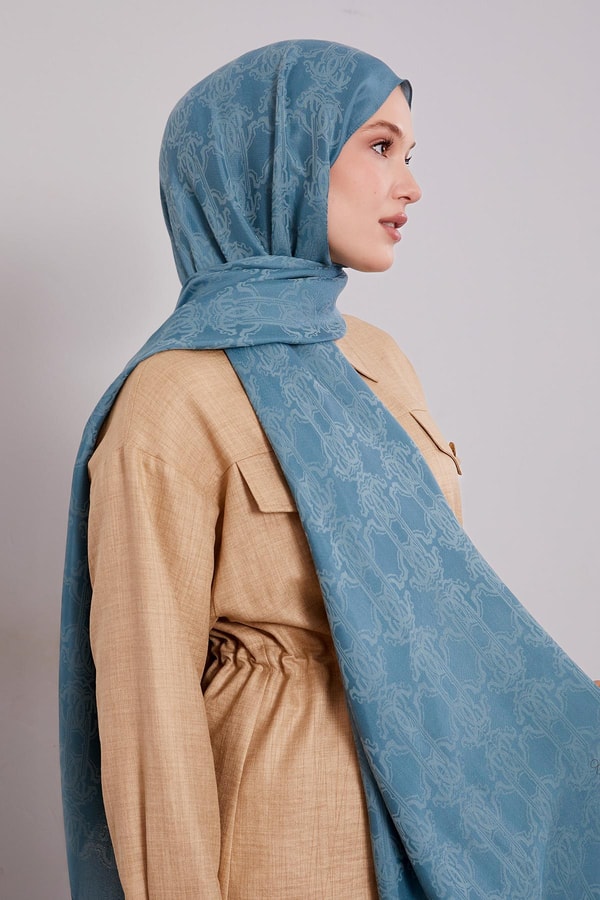 LevidorTurkuaz Tuğra Desen Grazia Şal