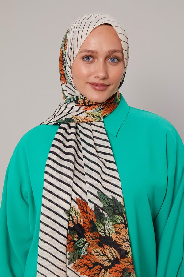 LevidorTuruncu Çam Desen Pamuk Şal