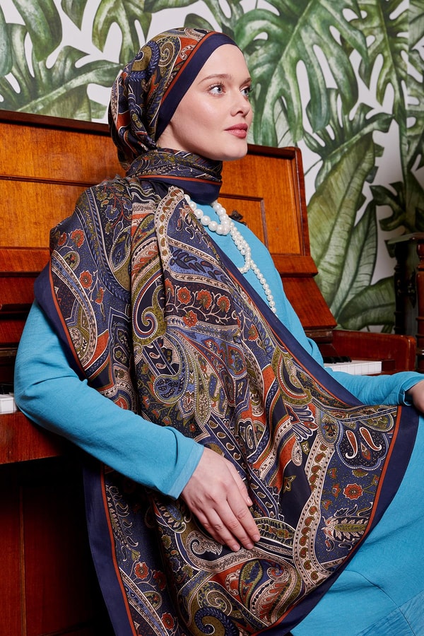 LevidorTuruncu Etnik Desen Royal Şal
