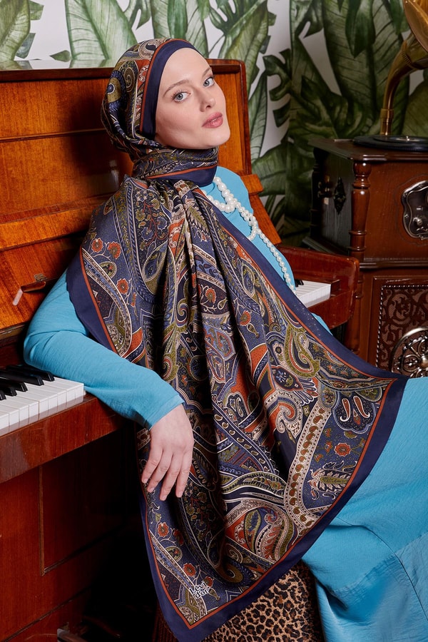 LevidorTuruncu Etnik Desen Royal Şal