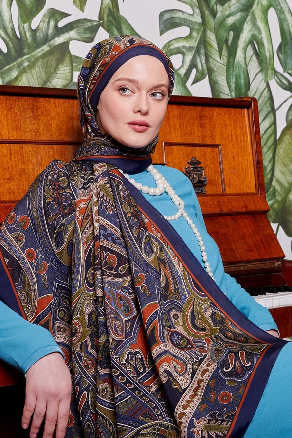 LevidorTuruncu Etnik Desen Royal Şal