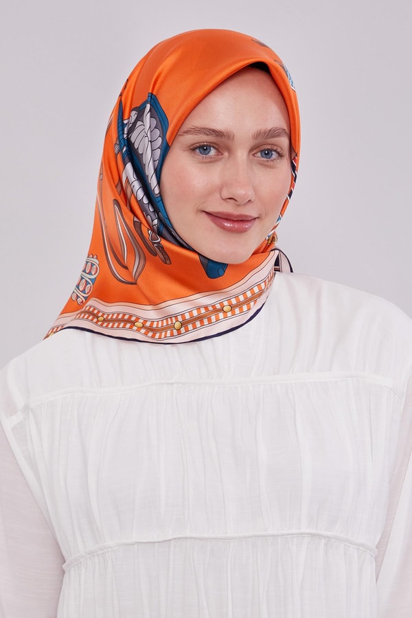 LevidorTuruncu Twill İpek Eşarp Lunera Koleksiyonu