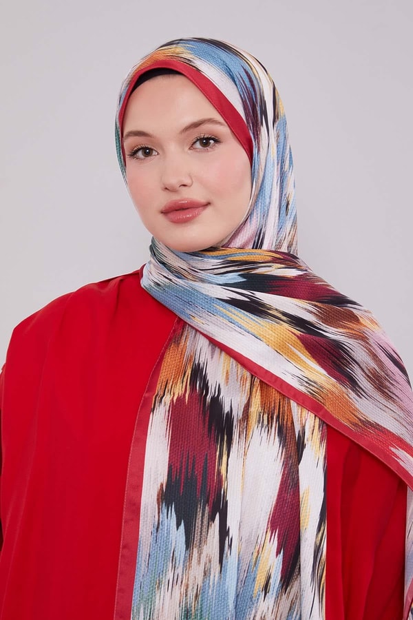 LevidorVişne Alacalı Desen Twill Şal