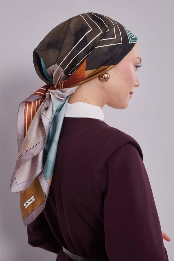 LevidorVizon Desenli Twill İpek Eşarp