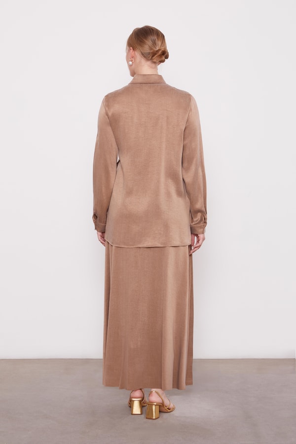 LevidorVizon Düğme Detaylı Cupra Etek Takım