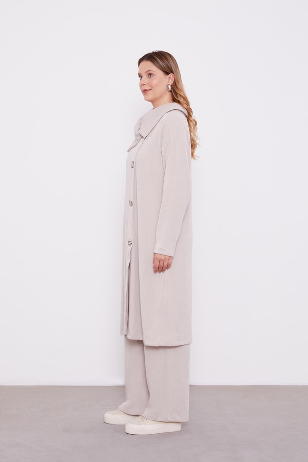 LevidorVizon Düğme Detaylı Pantolonlu Tunik Takım