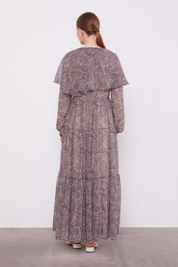 LevidorVizon Etnik Desenli Şifon Elbise