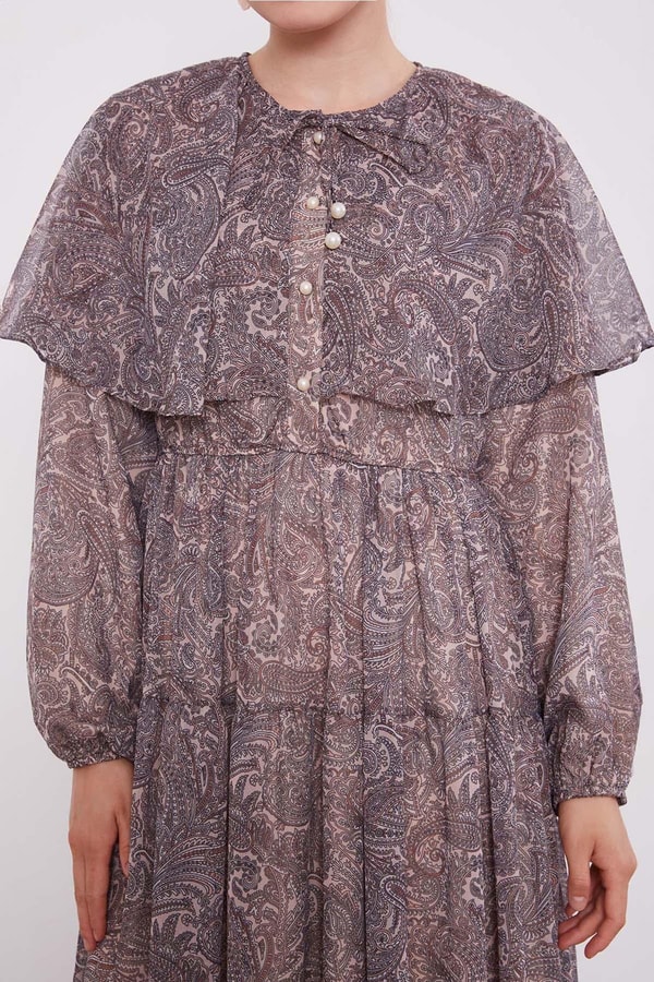 LevidorVizon Etnik Desenli Şifon Elbise