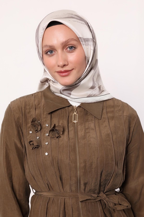 LevidorVizon Fırça İzi Desen Twill İpek Eşarp