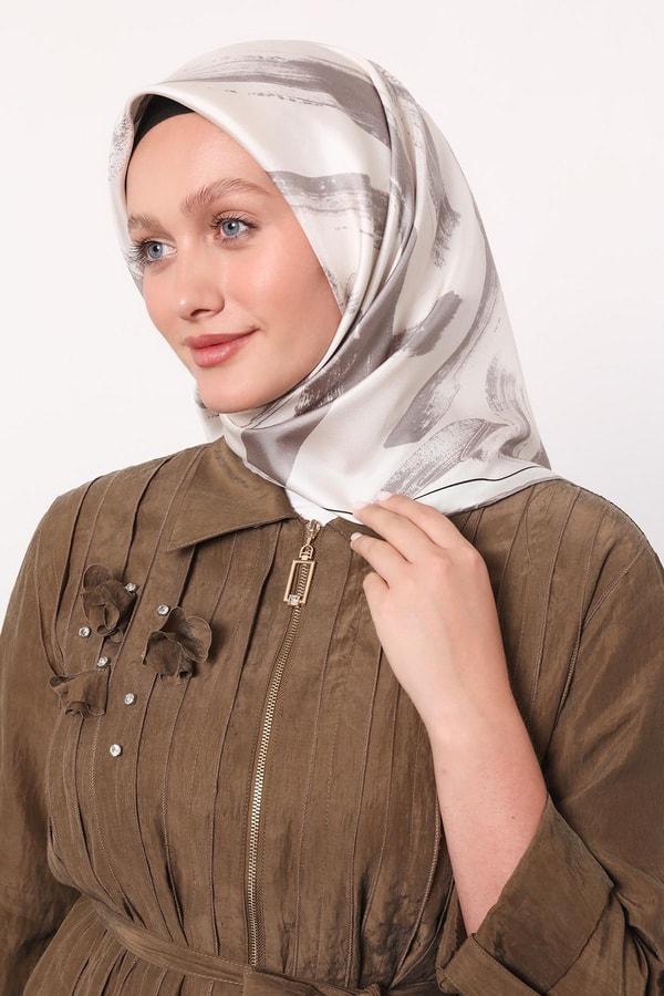 LevidorVizon Fırça İzi Desen Twill İpek Eşarp