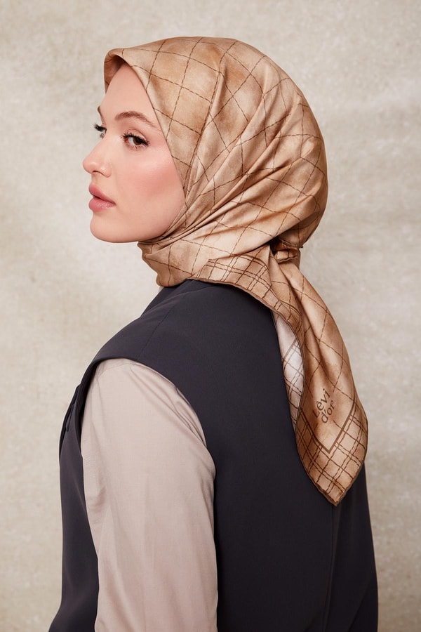 LevidorVizon Kareli Twill İpek Eşarp