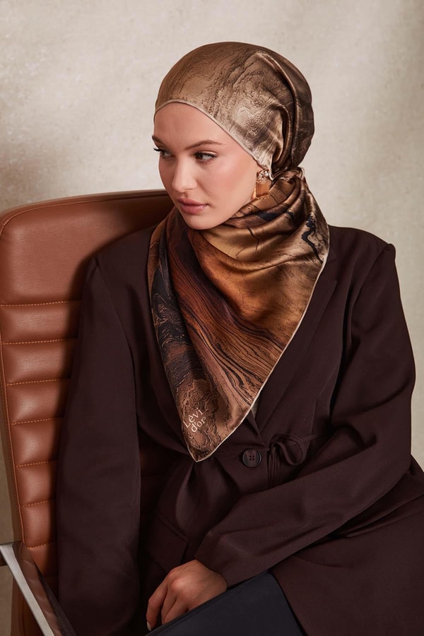 LevidorVizon Karmaşık Desen Twill İpek Eşarp