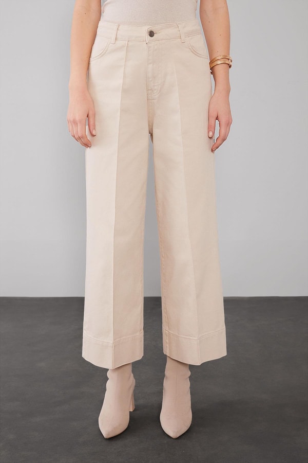 LevidorVİZON Katlı Paçalı Wideleg Pantolon