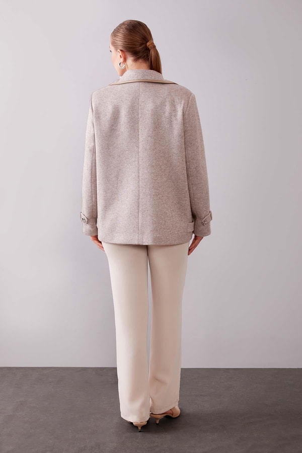 LevidorVİZON Kruvaze Kenar Şeritli Kaşmir Ceket