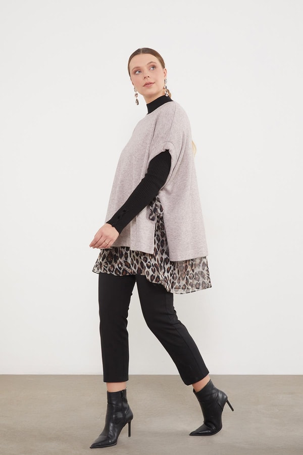 LevidorVİZON Leopar Tül Detaylı Tunik