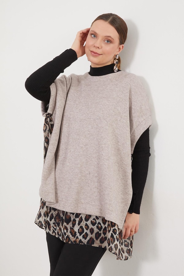 LevidorVİZON Leopar Tül Detaylı Tunik