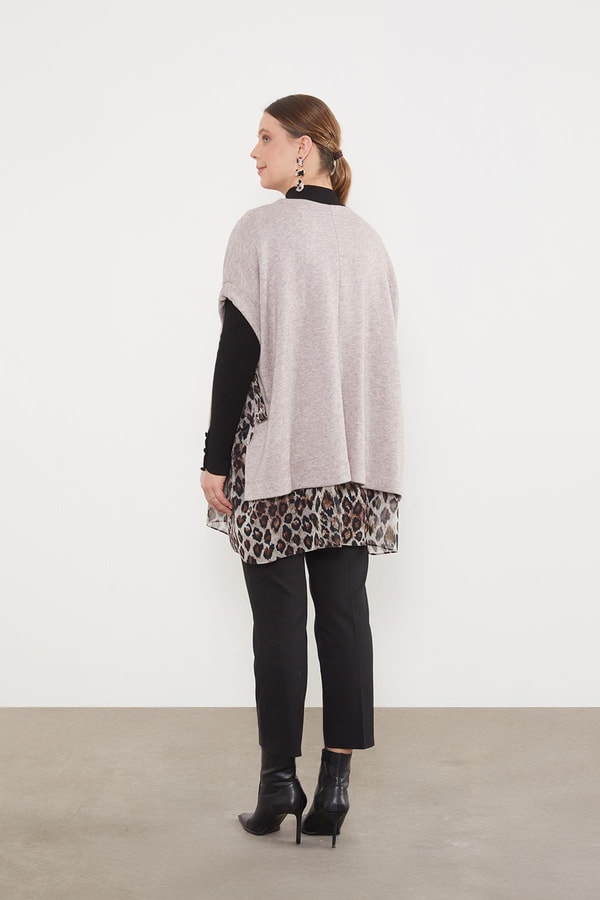 LevidorVİZON Leopar Tül Detaylı Tunik