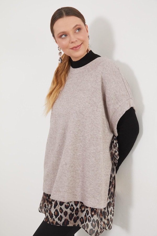 LevidorVİZON Leopar Tül Detaylı Tunik