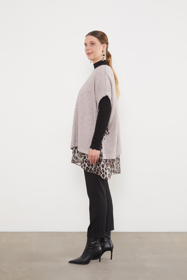 LevidorVİZON Leopar Tül Detaylı Tunik