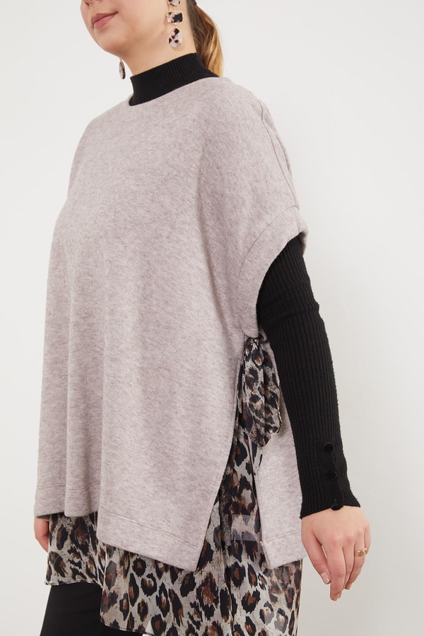 LevidorVİZON Leopar Tül Detaylı Tunik