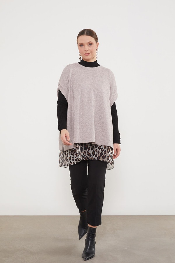 LevidorVİZON Leopar Tül Detaylı Tunik