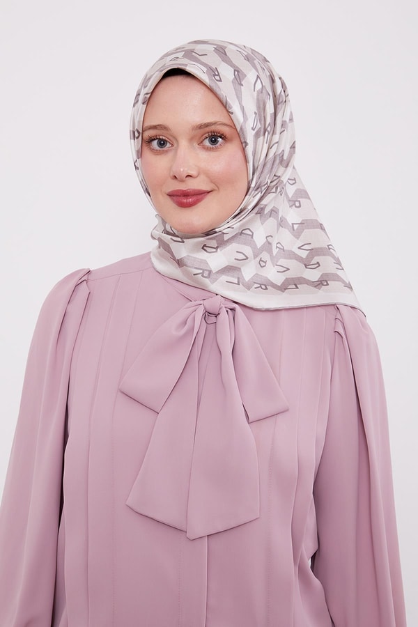 LevidorVizon Petek Baskılı Twill İpek Eşarp