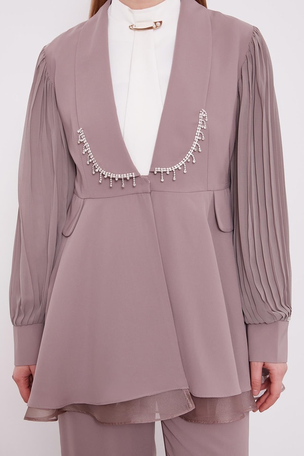 LevidorVizon Şifon kollu Taş Detay