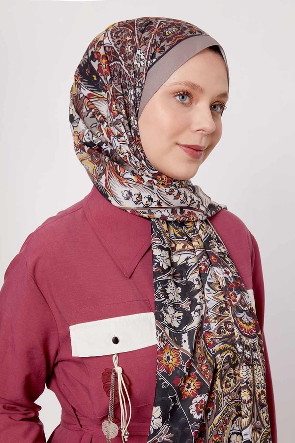 LevidorVizon Soyut Çiçek Desen Love Şal