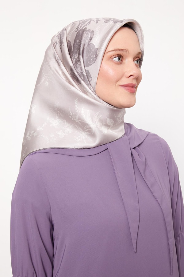 LevidorVizon Soyut Gül Desen Twill İpek Eşarp