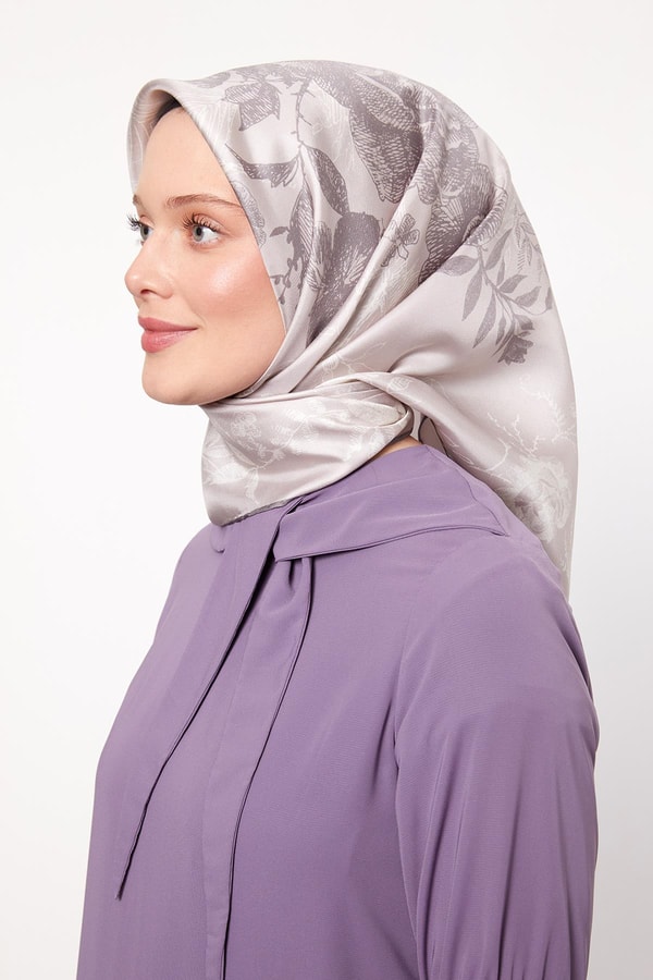 LevidorVizon Soyut Gül Desen Twill İpek Eşarp