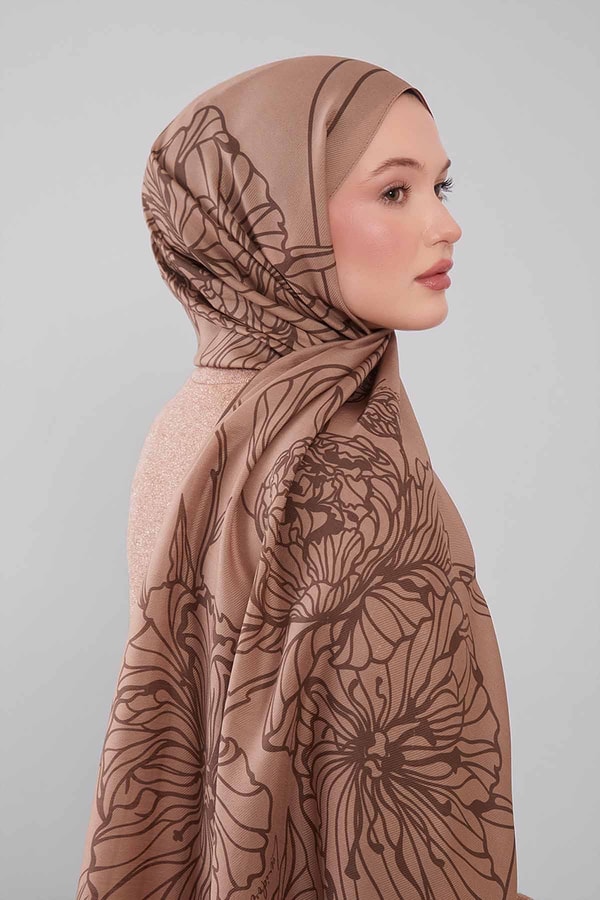 LevidorVizon Sümbül Çiçek Desen Yün İpek Şal