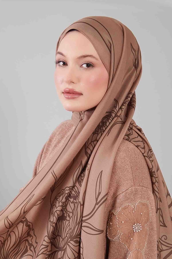 LevidorVizon Sümbül Çiçek Desen Yün İpek Şal