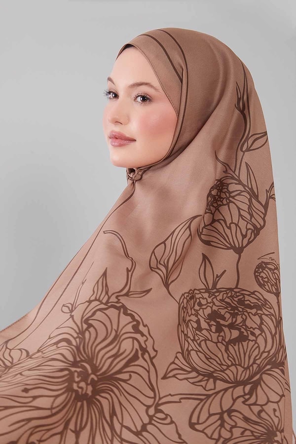 LevidorVizon Sümbül Çiçek Desen Yün İpek Şal