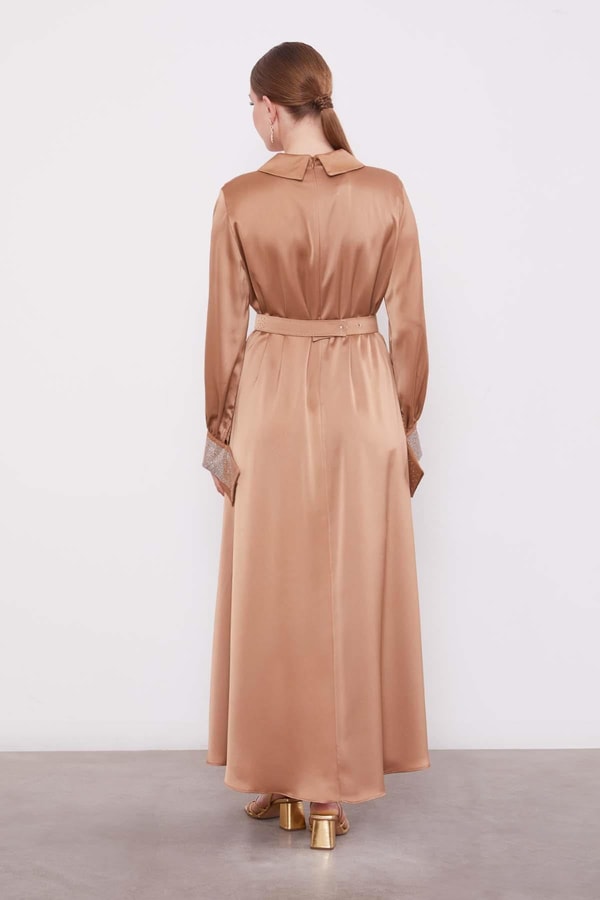 LevidorVizon Taş Detaylı Saten Elbise